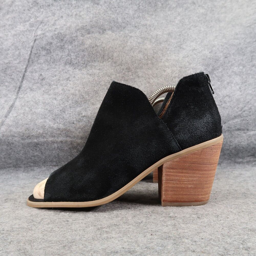 Susina Shoes Womens 10 Bootie Open Toe Leather Fashion Block Heel Cutout Black - Picture 3 of 14